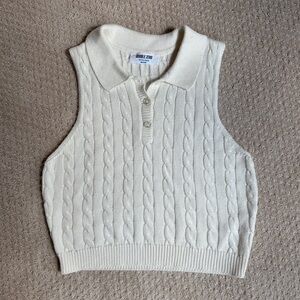 Cable Knit Sleeveless Sweater Vest Top Brand Double Zero Size Medium